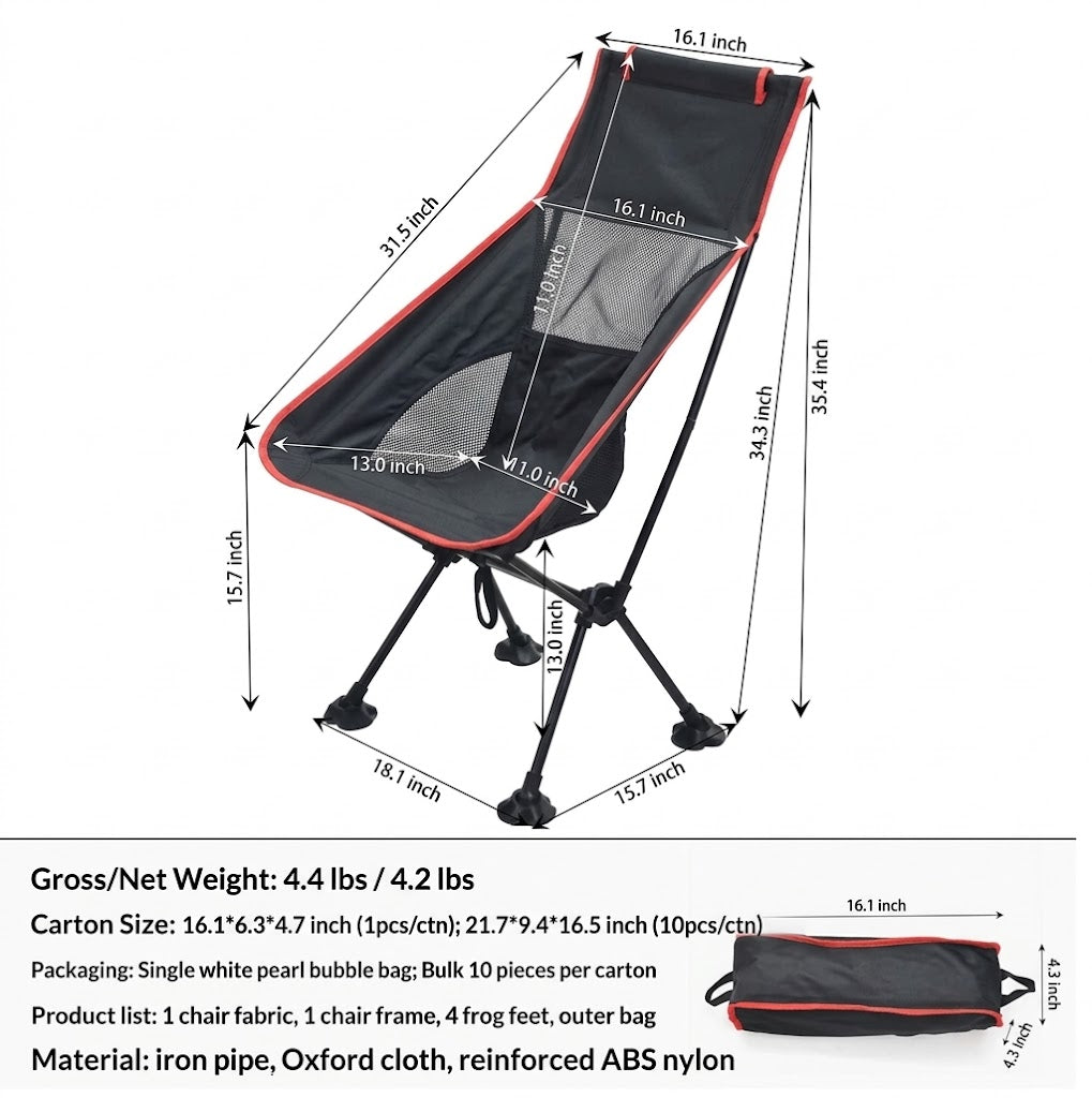 Outdoor Folding Chair Portable Recliner Camping Chair Beach Chair