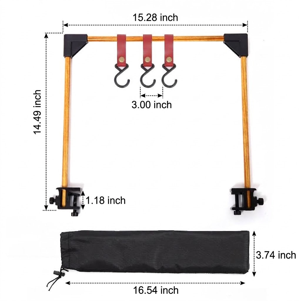 Adjustable Camping Cookware Storage Rack With Clamp Base