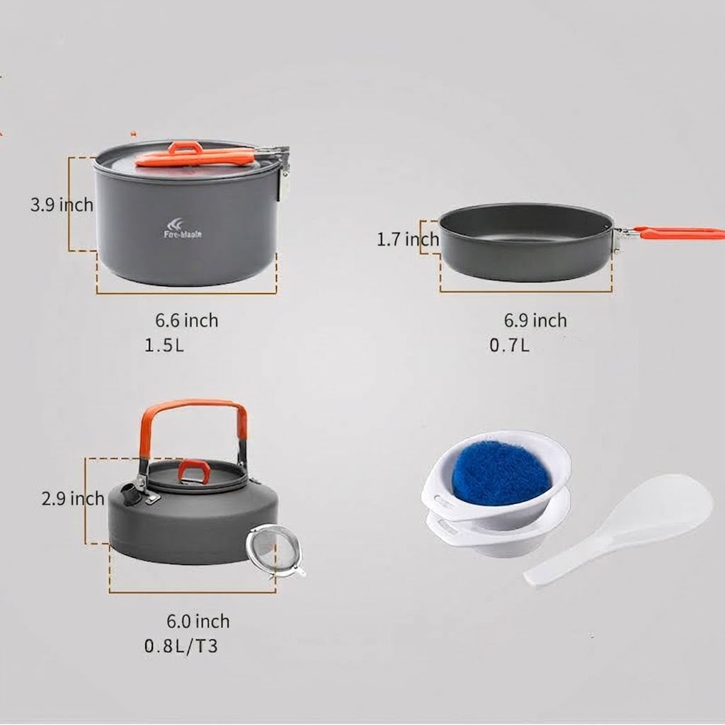 Portable 2-3 Person Camping Cookware Set