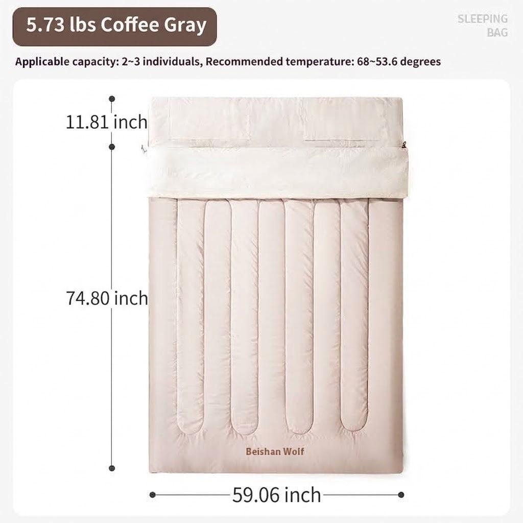 Double-Thickened Cold-Weather Camping Sleeping Bag