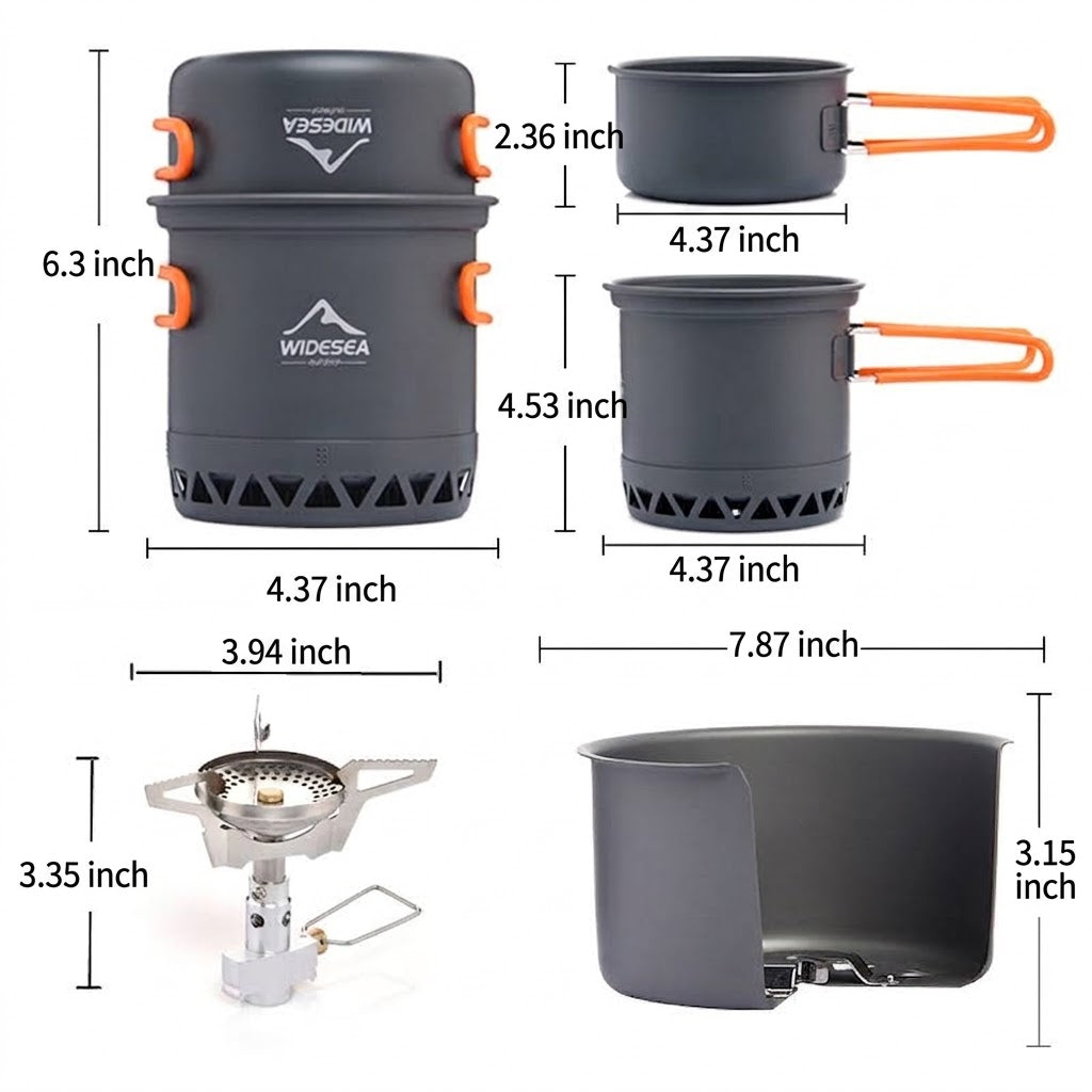 Outdoor Camping Cookware Set With Heat-Conserving Design