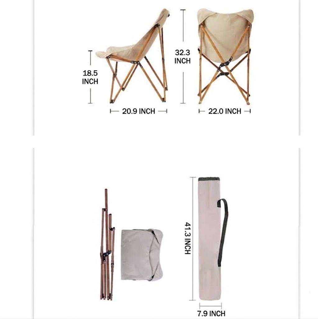 Portable Folding Aluminum Camping Chair Wood Grain Design